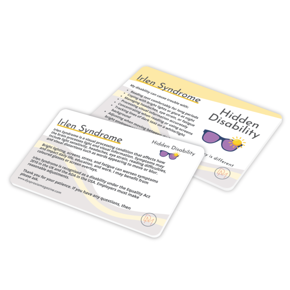 Irlen Syndrome Awareness Card
