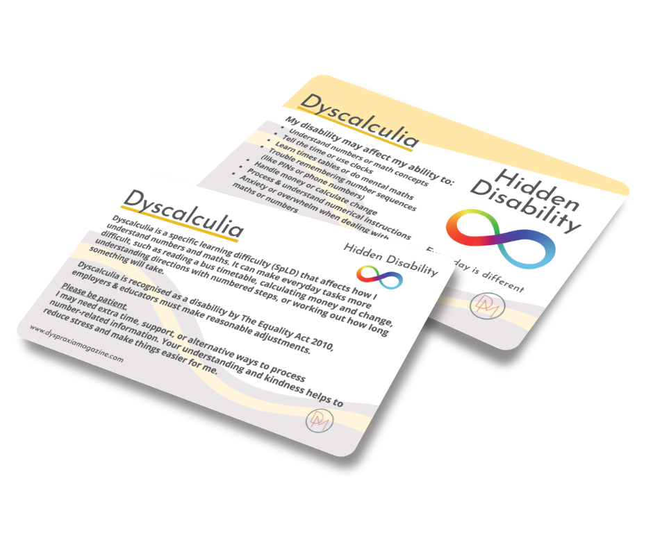 Dyscalculia Awareness Card